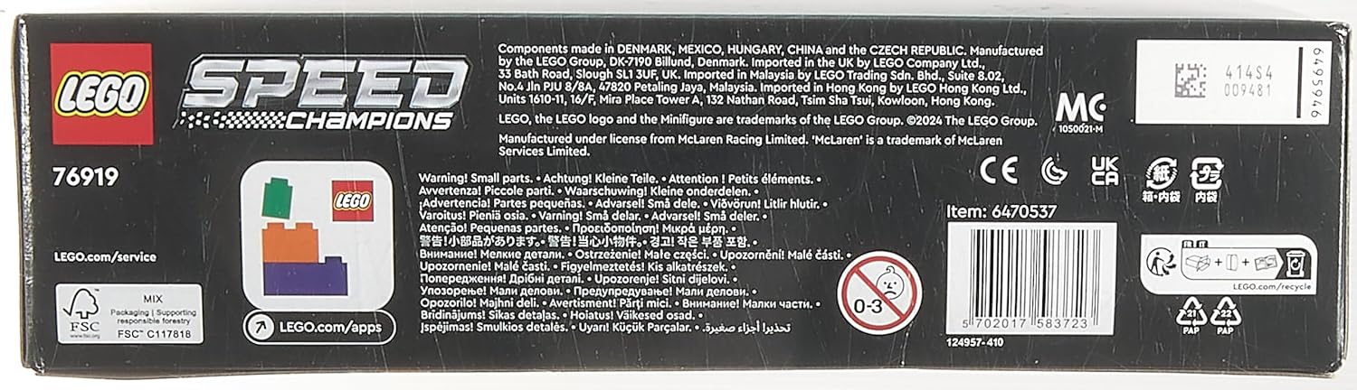 LEGO Speed Champions La Voiture de Course de Formule 1 McLaren 2023 -Véhicule Jouet à Construire pour Enfants dès 9 Ans qui Aiment la Vitesse - Décoration Chambre - Cadeau pour Garçons et Filles 76919 – Image 13