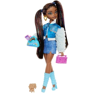 Barbie Poupée et Accessoires Équipe de Rêve « Brooklyn » articulée avec Longs Cheveux Noirs, 9 éléments sur Le thème de la Musique, HYC22