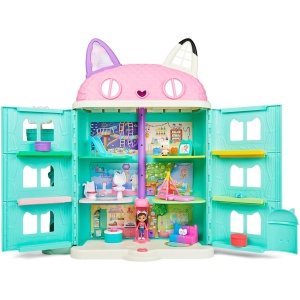 Gabby et la maison magique - Gabby Dollhouse - Maison de Poupée Interactive Avec 2 Figurines + 15 Accessoires - Jouet Gabby Et La Maison Magique - Gabby Chat - Jouet Enfant 3 Ans +