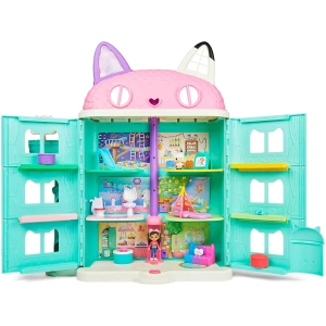 Gabby et la maison magique - Gabby Dollhouse - Maison de Poupée Interactive Avec 2 Figurines + 15 Accessoires - Jouet Gabby Et La Maison Magique - Gabby Chat - Jouet Enfant 3 Ans +