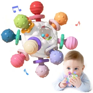 Jouet Dentition Bebe Balle Pour Naissance 0-3 Mois, Sensorielle Jeux d’Eveil Hochet Bébé de développement, Educatif Cadeau Enfant Garçon et Fille 3 6 9 12 mois 1 an
