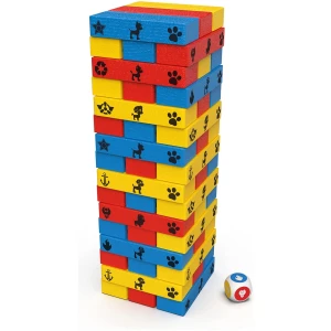 LA PAT PATROUILLE - TOUR JENGA La Pat' Patrouille - Paw Patrol - Jeu de Société Tour À Construire Pat' Patrouille - 48 Blocs Et 1 Dé - Jeu d'Équilibre Patience Raisonnement - Jouet Enfant 4 Ans et +