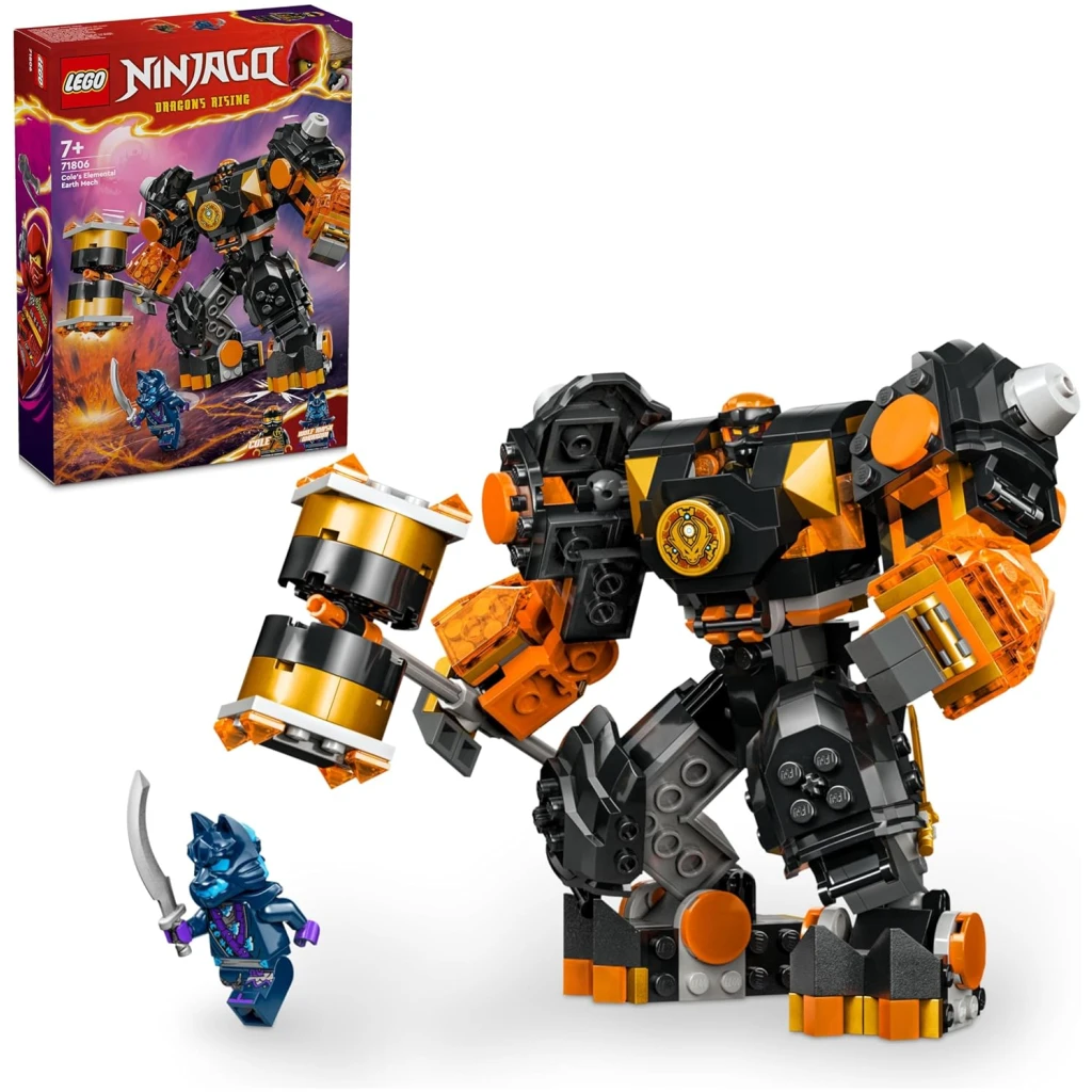Lego Ninjago Le Robot Élémentaire de la Terre de Cole, Jouet de Construction pour Garçons et Filles Dès 7 Ans avec 2 Personnages Dont Une Minifigurine Cole, Cadeau Ninja pour Enfants 71806