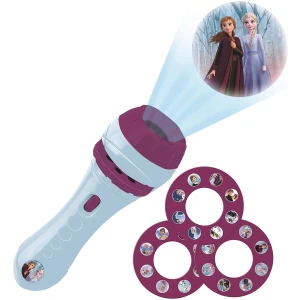 Lexibook, Lampe Torche et projecteur La Reine des Neiges avec 3 disques, 3+ ans, 24 Images, créez vos propres histoires, LTC050FZ, Blanc,violet