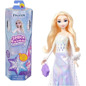 Mattel Disney La Reine des Neiges Elsa Poupée Surprise avec 11 surprises, dont 5 accessoires, 5 autocollants et une scène de jeu, jouet inspiré du film Disney, HTG25