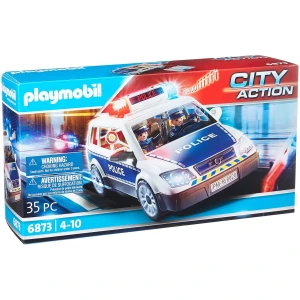 Playmobil 6873 Voiture de policiers gyrophare et sirène - Comprend Deux Personnages, Un véhicule avec Toit Amovible et des Accessoires - Dès 4 Ans