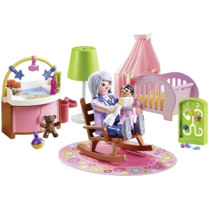 Playmobil 70210 Chambre de bébé - Dollhouse - avec Deux Personnages, lit bébé, Table à Langer, Lampe sur Pied, Fauteuil à Bascule et des Accessoires - pour aménager la Grande Maison - Dès 4 Ans
