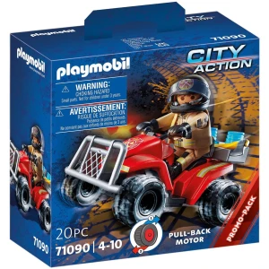 Playmobil 71090 Pompier et Quad - City Action - avec Un Personnage, Un Quad avec Moteur à rétro-Friction et Divers Accessoires - Intervention Poursuite - Dès 4 Ans