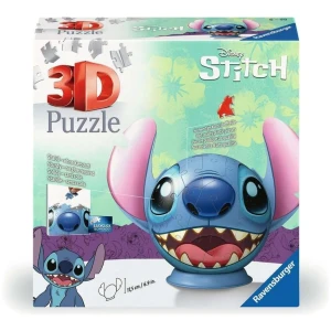 Ravensburger - Puzzle 3D Ball - Disney Stitch - A partir de 6 ans - 72 pièces numérotées à assembler sans colle - Support et accessoires de finition inclus - Diamètre : 13 cm - 11574