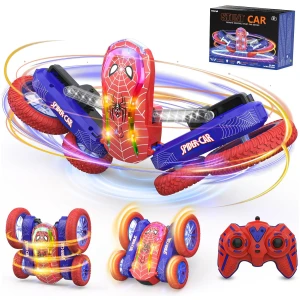 Voiture Télécommandée Spider Cascade, 360°Rotation RC Camion Car Radiocommandee avec Spectacle de Lumière Jouet Enfant Garçon Fille 6 7 8 9 10 11 12 Ans Cadeau Anniversaire Noel Jeux Extérieur