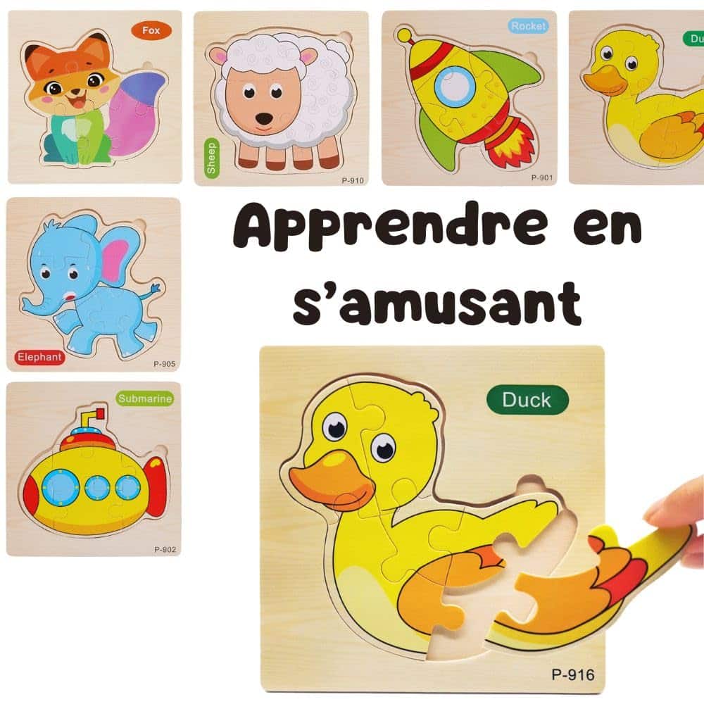 Lot de 16 puzzles en bois EnfantCado animaux – Image 3