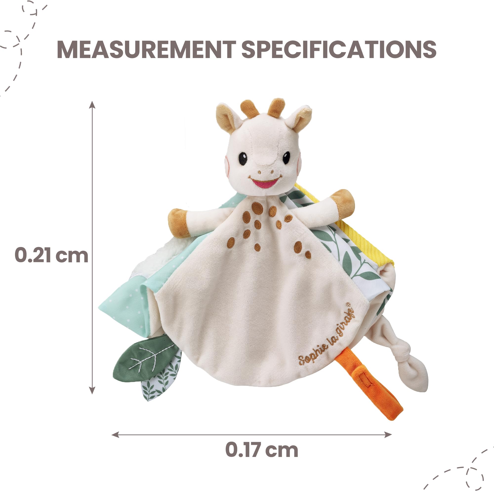 Doudou plat Sophie la Girafe Vulli multitexture avec attache sucette – Image 3