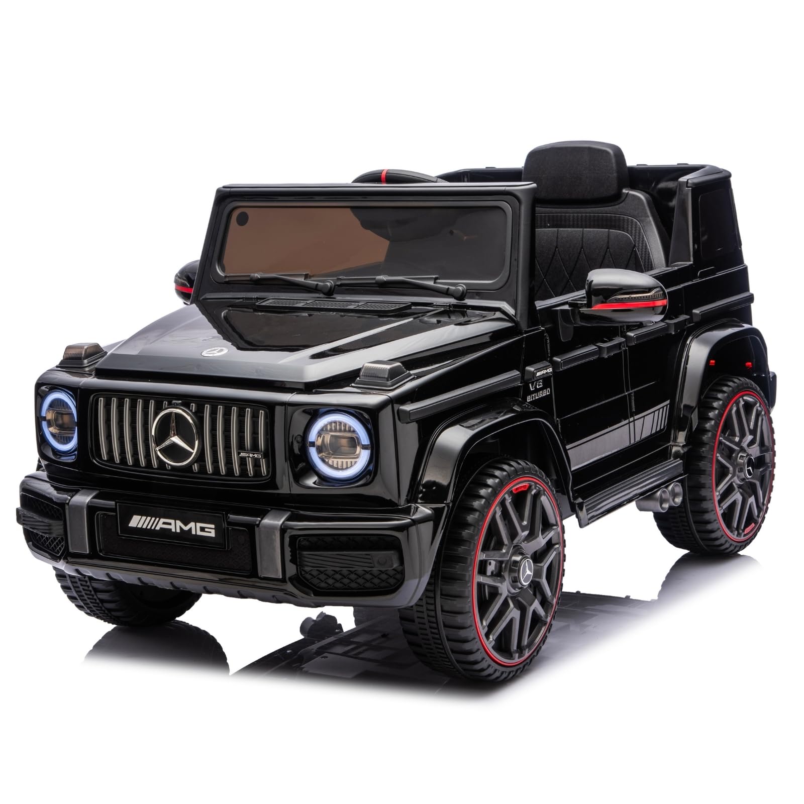 Voiture électrique enfant LALAHO G63 avec télécommande 2.4G, 2 portes, MP3 (Noir)