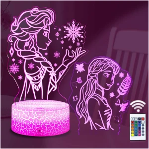 Lampe 3D LED EnfantCado Elsa Princesse Veilleuse 16 Couleurs