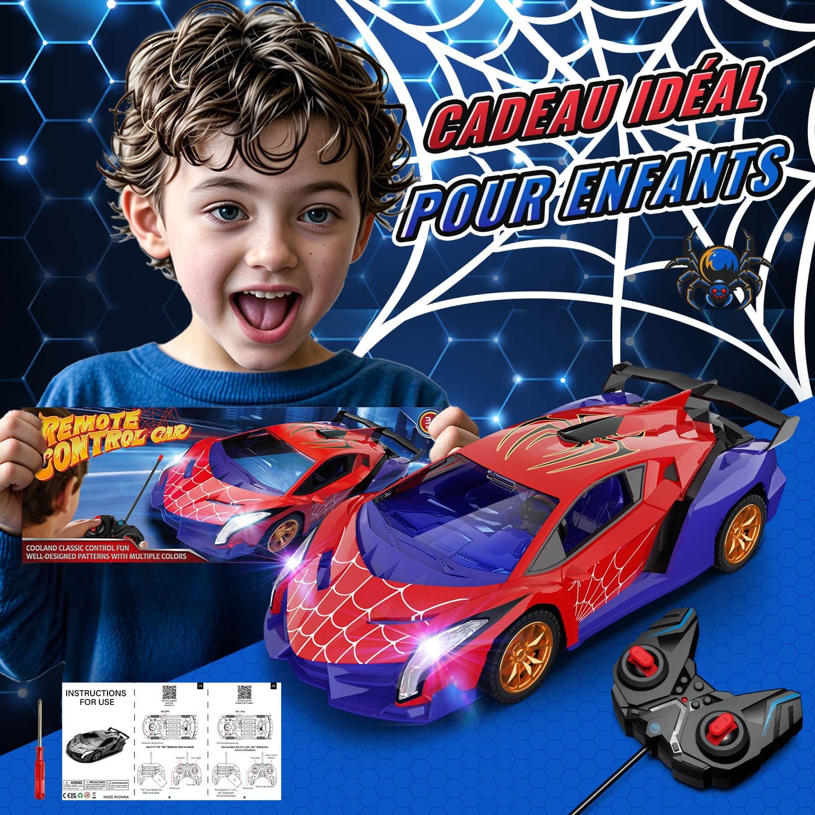 Voiture télécommandée EnfantCado araignée lumineuse drift 1/18 – Image 5