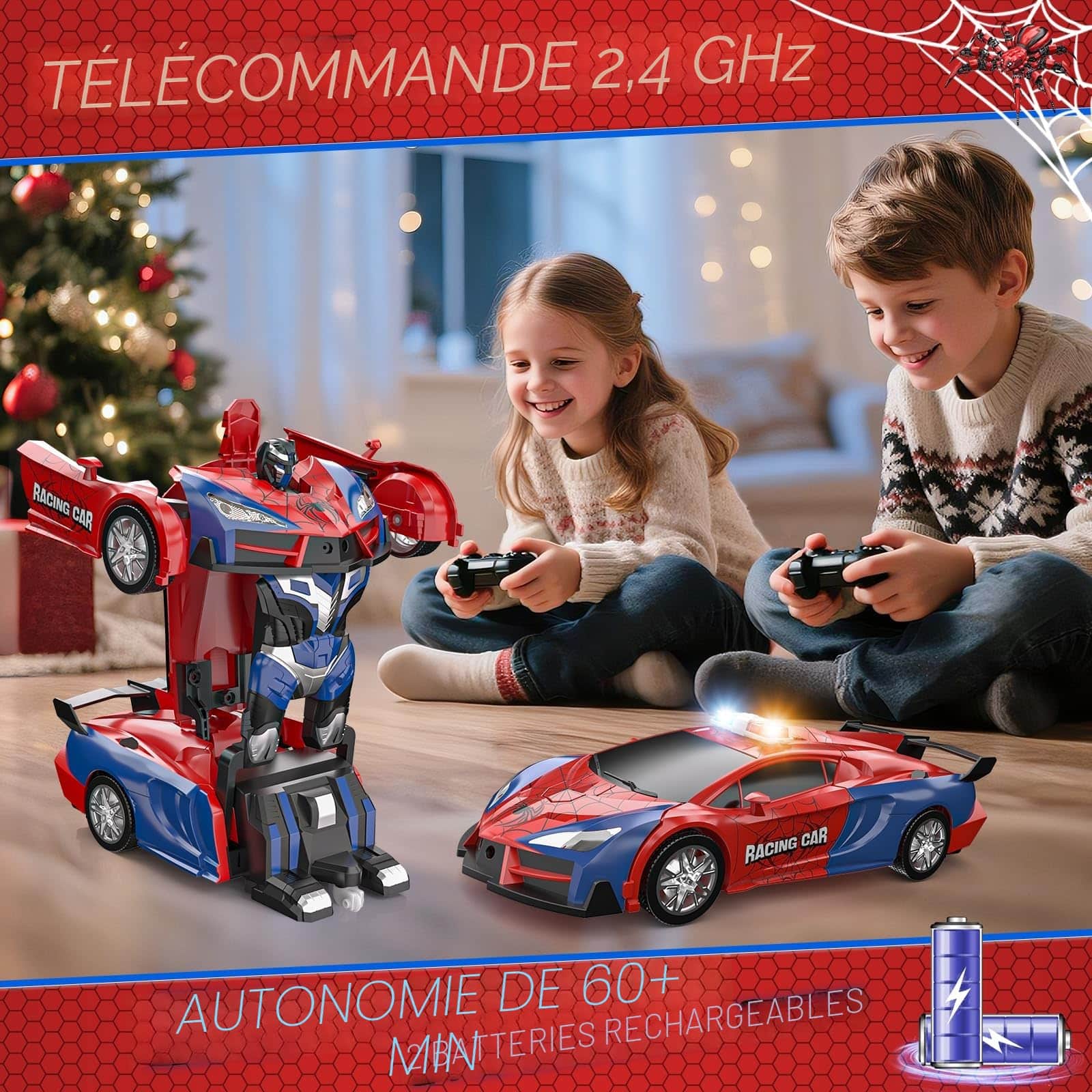 Voiture télécommandée transformable EnfantCado 2 en 1 Spider Robot – Image 4