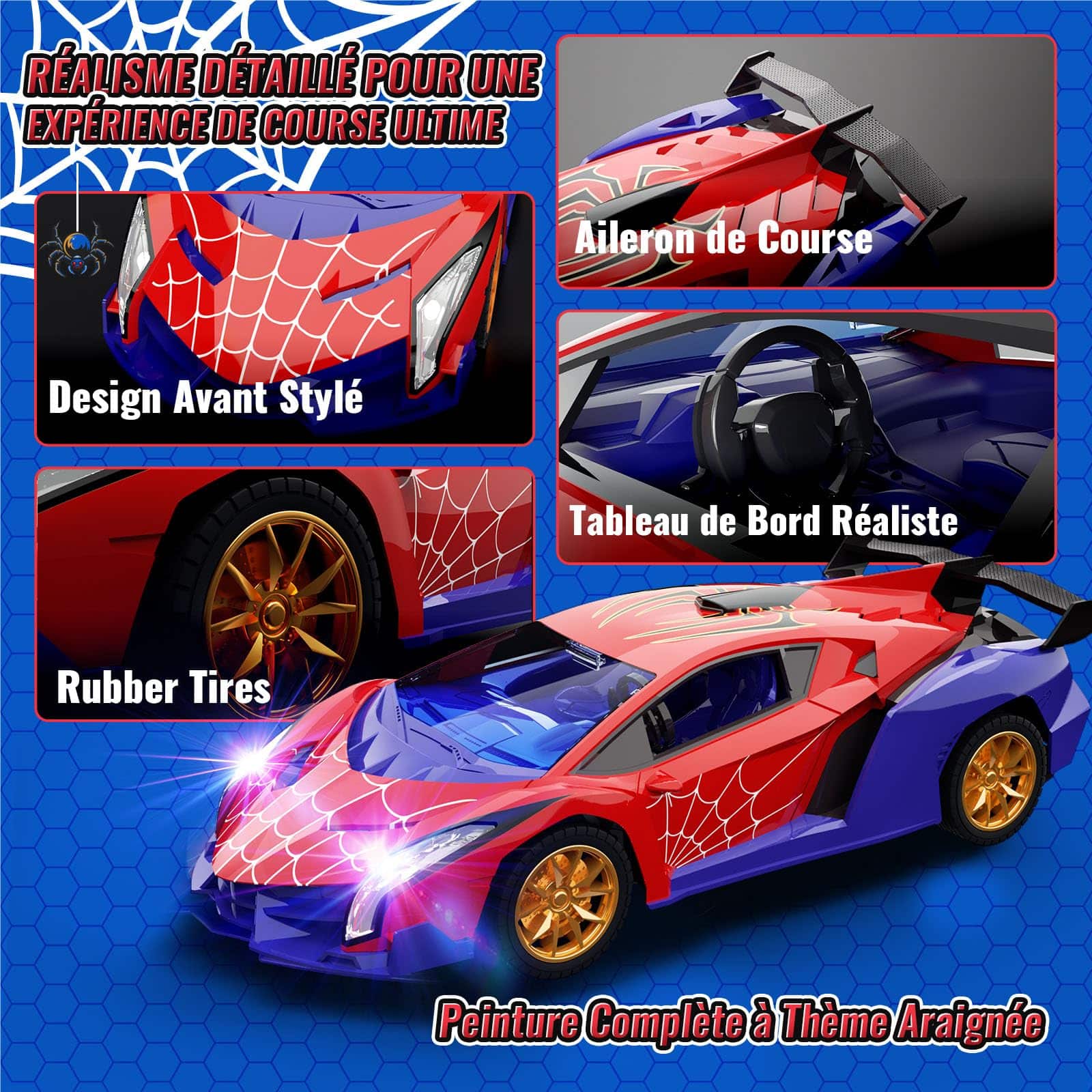 Voiture télécommandée EnfantCado araignée lumineuse drift 1/18 – Image 6