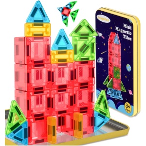 Mini Blocs Magnétiques Set de Voyage 32 Pièces Tuiles Magnétiques avec boîte Métallique EnfantCado