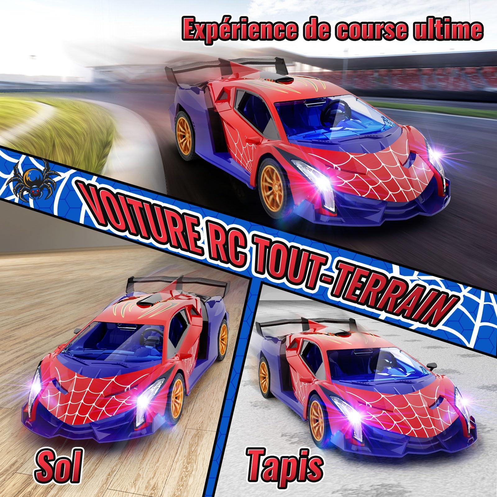 Voiture télécommandée EnfantCado araignée lumineuse drift 1/18 – Image 4
