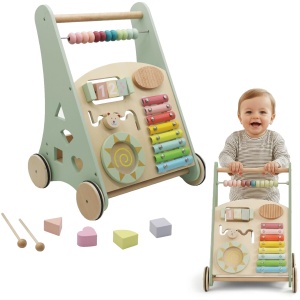 Poussette Montessori BUDDY BABY en bois pour premiers pas avec jouets