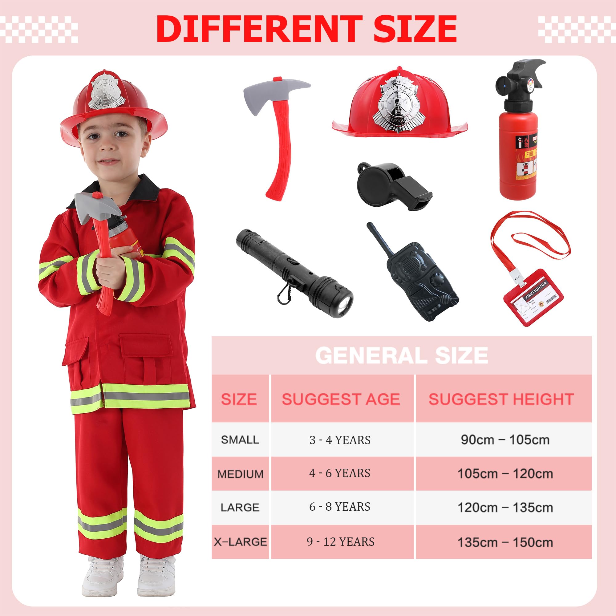 Costume de Pompier EnfantCado Chef des Pompiers Cosplay Jeu de Rôle – Image 4
