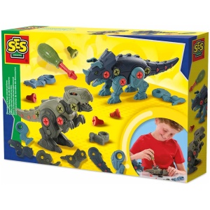 Kit Construction Dinos à Vis EnfantCado T-Rex et Tricératops