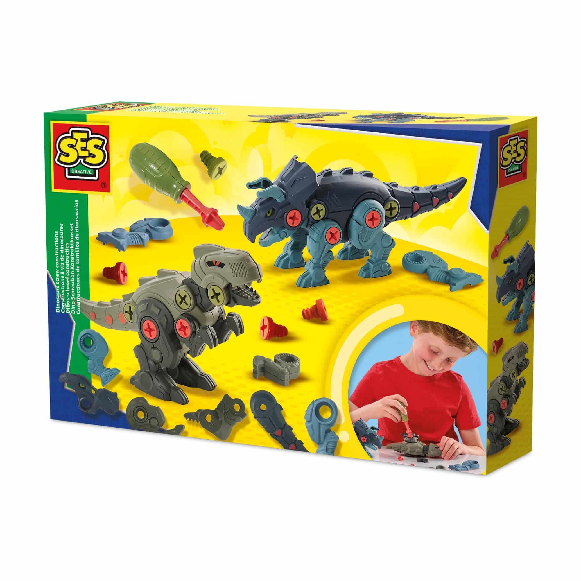 Kit Construction Dinos à Vis EnfantCado T-Rex et Tricératops