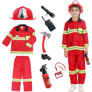 Costume de Pompier EnfantCado Chef des Pompiers Cosplay Jeu de Rôle