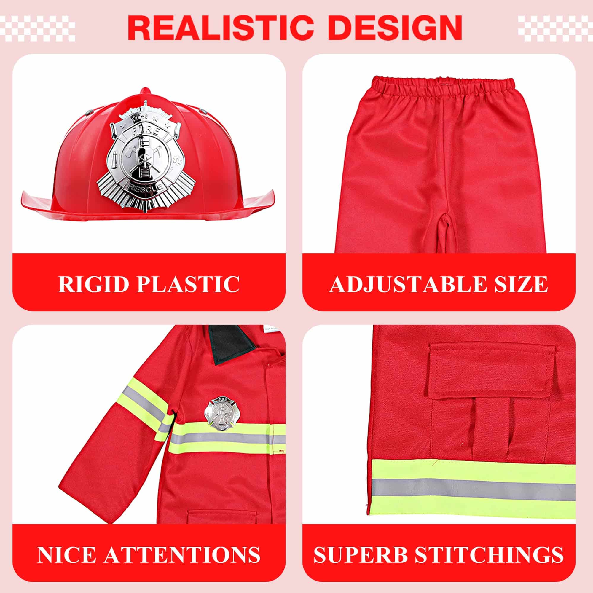 Costume de Pompier EnfantCado Chef des Pompiers Cosplay Jeu de Rôle – Image 2