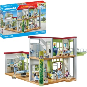 Hôpital Moderne Playmobil Action Heroes avec 4 personnages et matériel médical