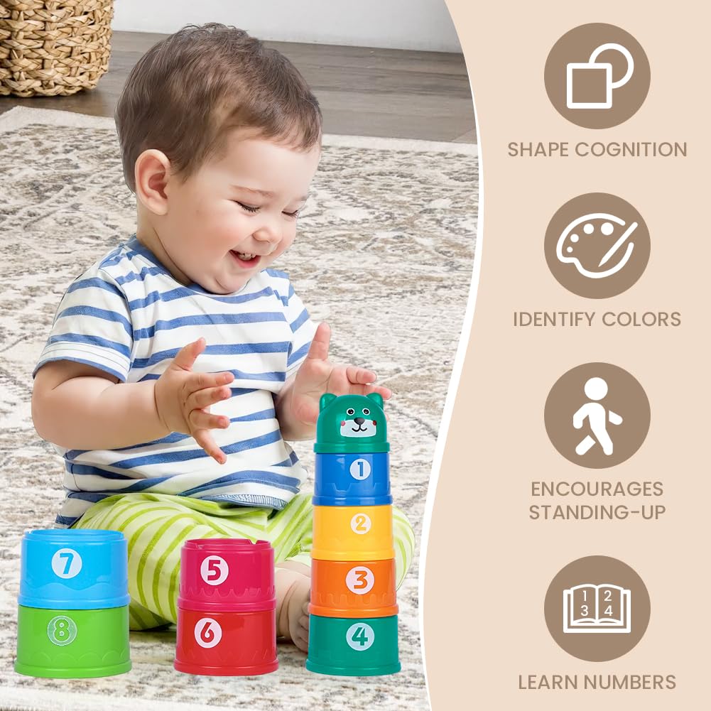 Tasses à Empiler Bébé EnfantCado Lot de 9 Jouets d'Éveil Sensoriel – Image 4