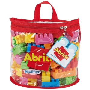 Sac demi-lune et ses briques à empiler Abrick EnfantCado 100 pièces