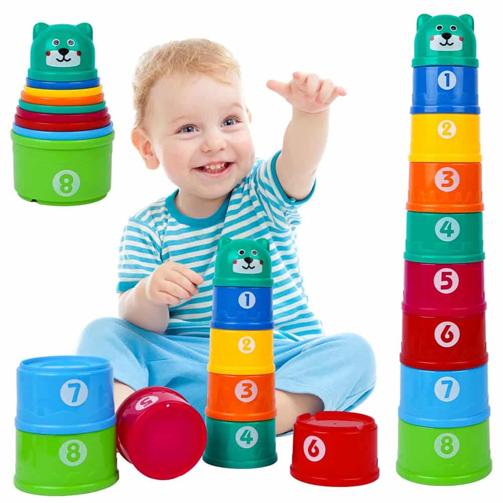 Tasses à Empiler Bébé EnfantCado Lot de 9 Jouets d'Éveil Sensoriel – Image 2