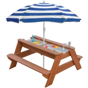 Table d'activités 3 en 1 en bois EnfantCado convertible avec parapluie