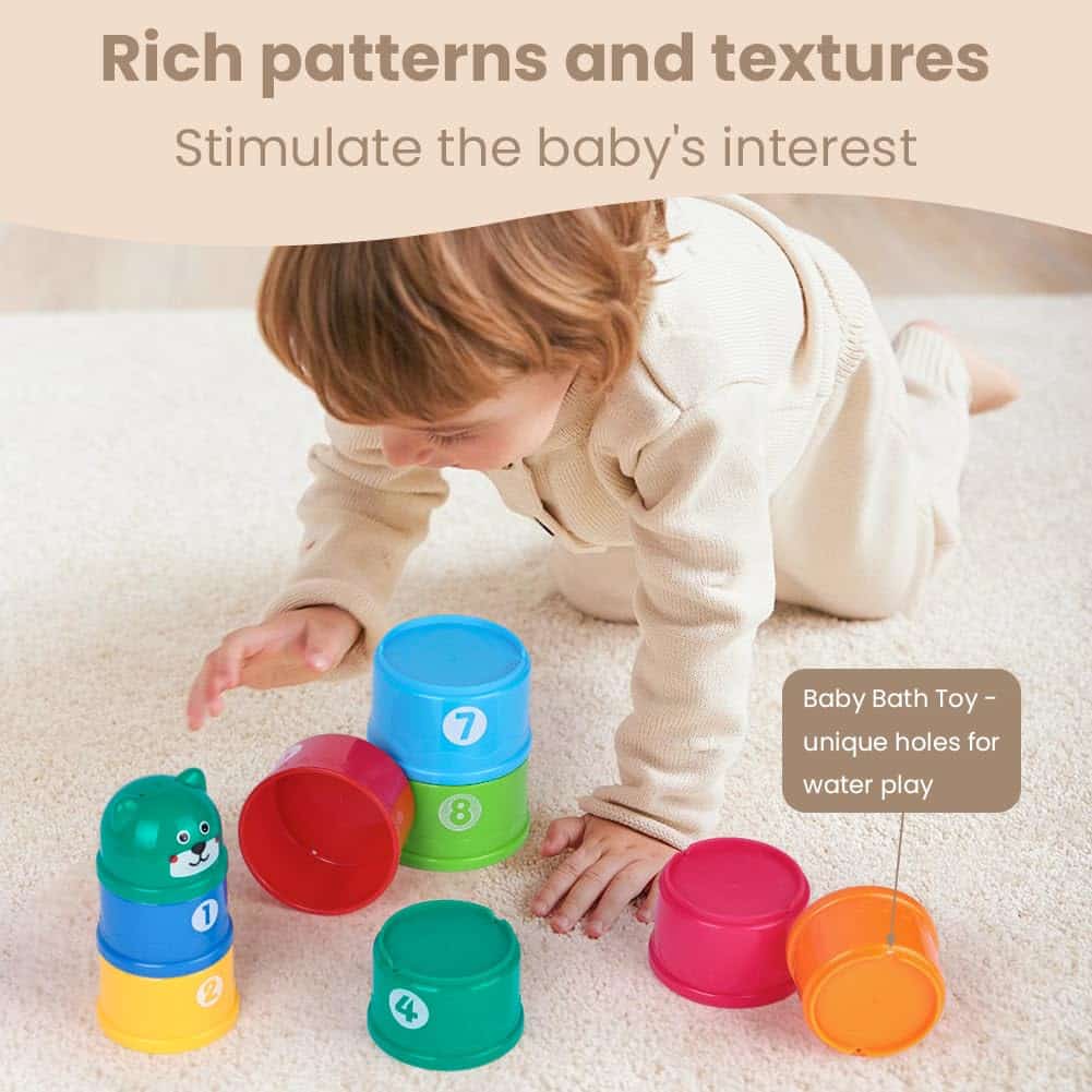 Tasses à Empiler Bébé EnfantCado Lot de 9 Jouets d'Éveil Sensoriel – Image 5