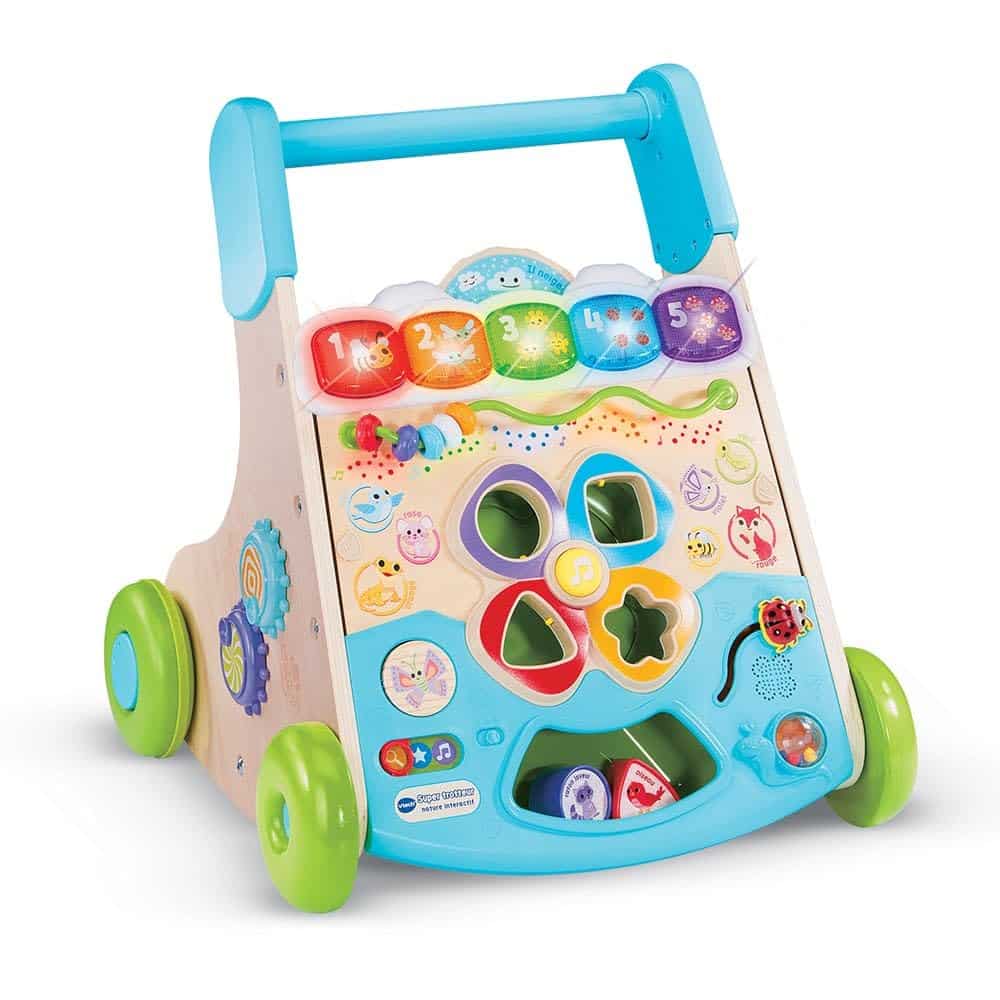 Trotteur Bébé 2 en 1 VTech Super Trotteur Nature Interactif Partiellement en Bois