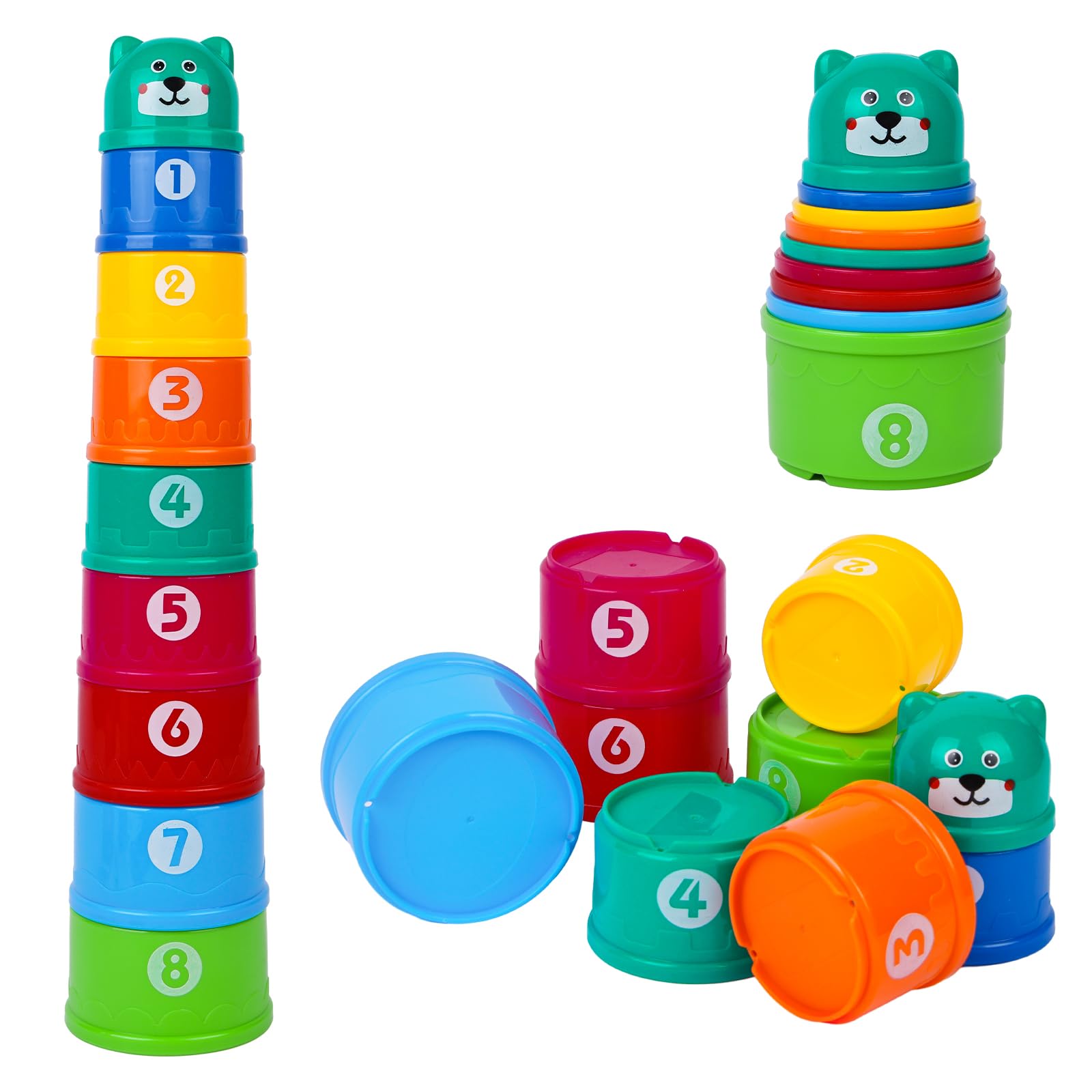 Tasses à Empiler Bébé EnfantCado Lot de 9 Jouets d'Éveil Sensoriel