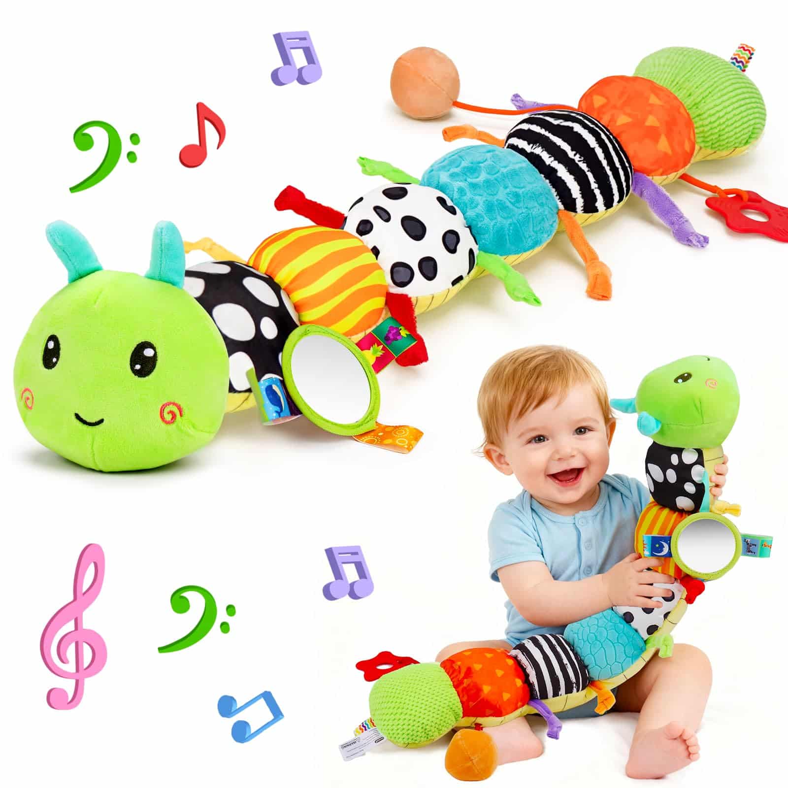Jouet Peluche Chenille Musicale EnfantCado Montessori 0-6 Mois
