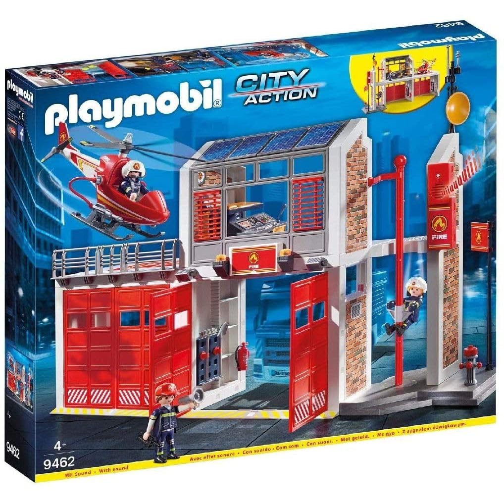 Caserne de Pompiers avec hélicoptère Playmobil City Action 9462