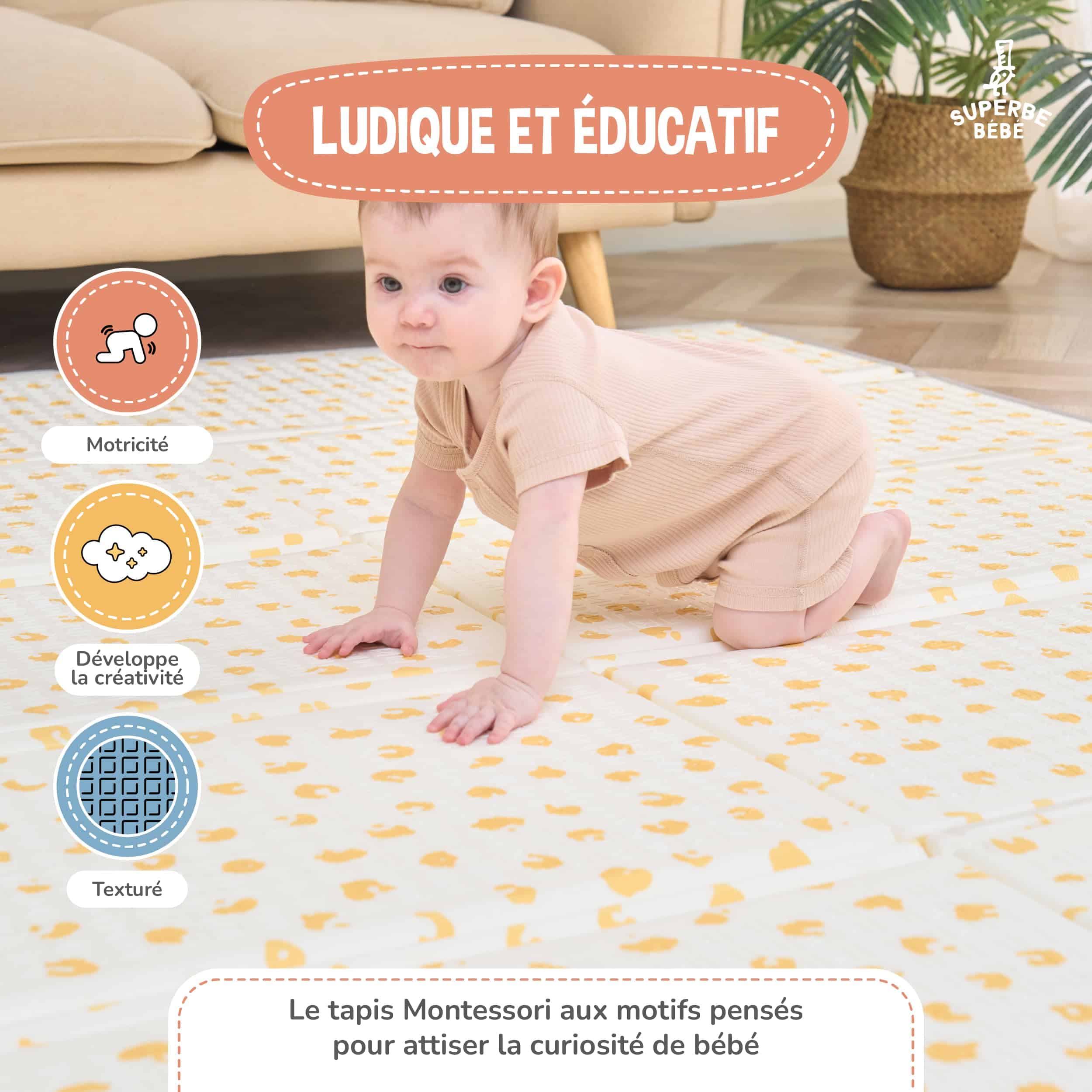 Tapis d'éveil bébé pliable épais réversible 120x180x1cm EnfantCado – Image 6