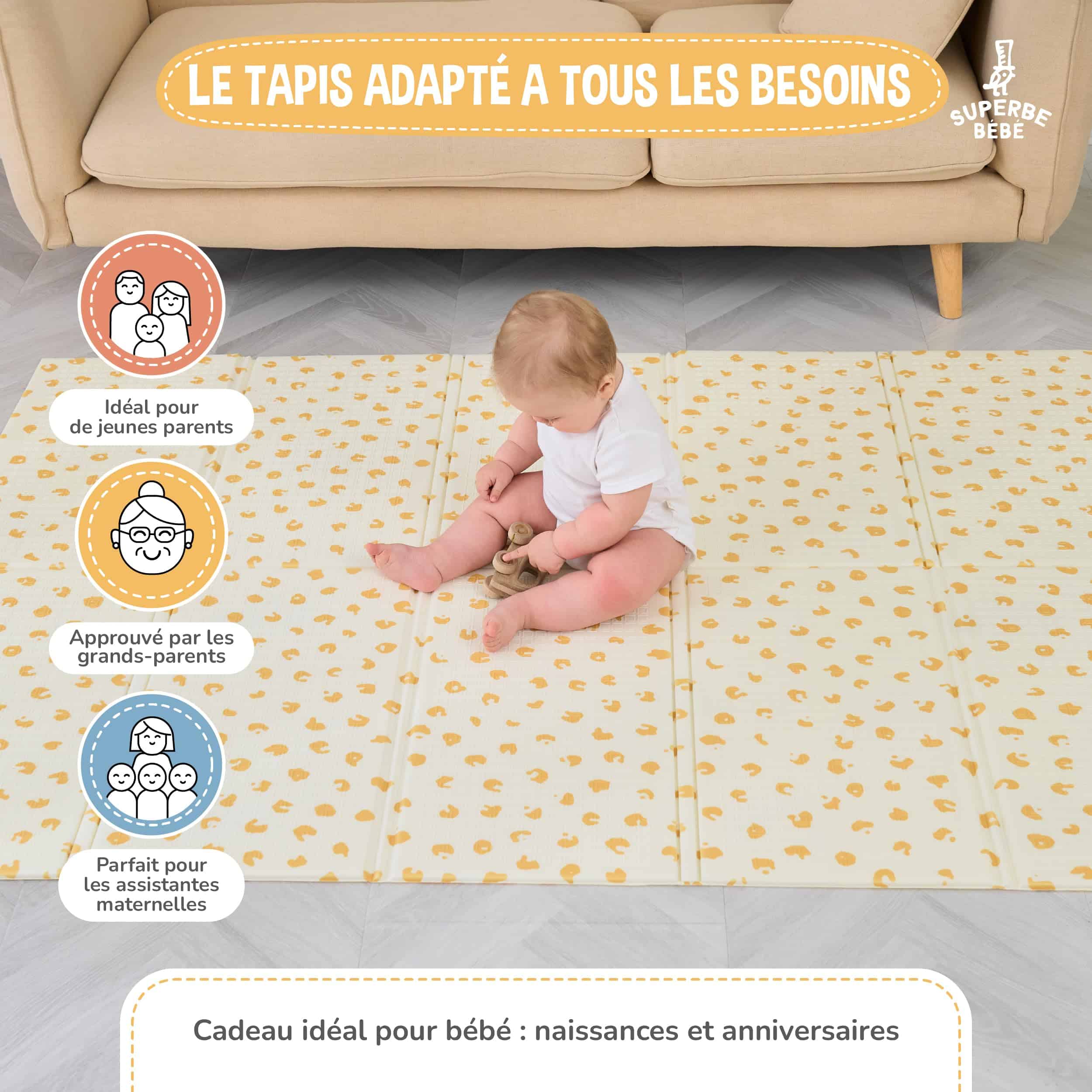 Tapis d'éveil bébé pliable épais réversible 120x180x1cm EnfantCado – Image 4