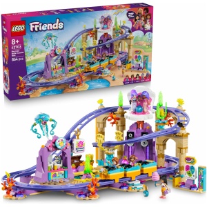 Jeu de construction LEGO Friends Les Montagnes Russes des Sirènes avec 3 wagons et 5 mini-poupées