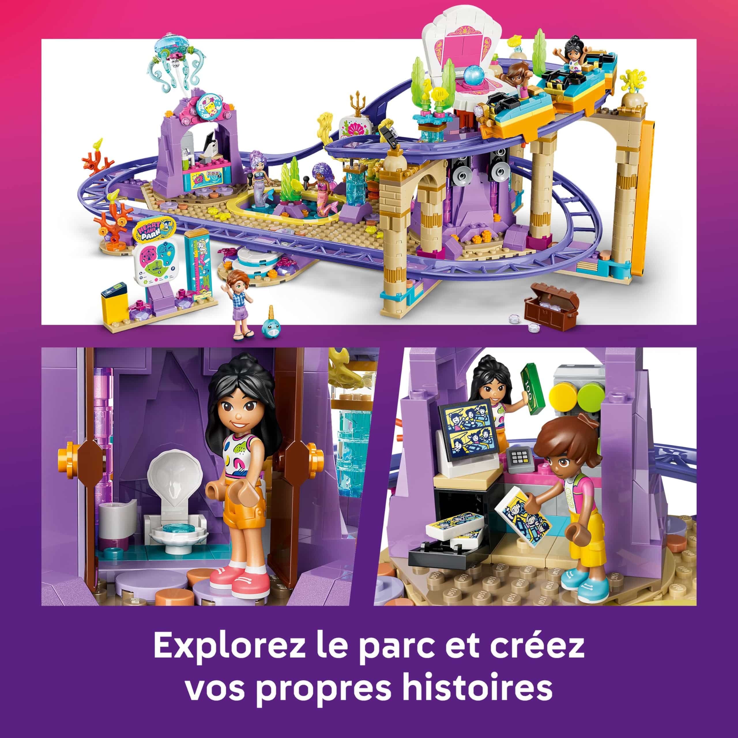 Jeu de construction LEGO Friends Les Montagnes Russes des Sirènes avec 3 wagons et 5 mini-poupées – Image 5
