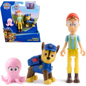 Figurines Chase et Capitaine Turbot Pat'Patrouille - Ensemble avec Poulpe