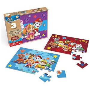 Coffret 3 puzzles en bois Pat'Patrouille 24 pièces avec boîte